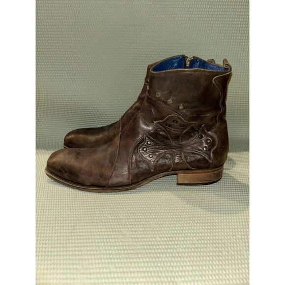 Mark Nason Cross Boots Side Zip Brown Leather Men’s Size 10 87627 - Picture 3 of 9